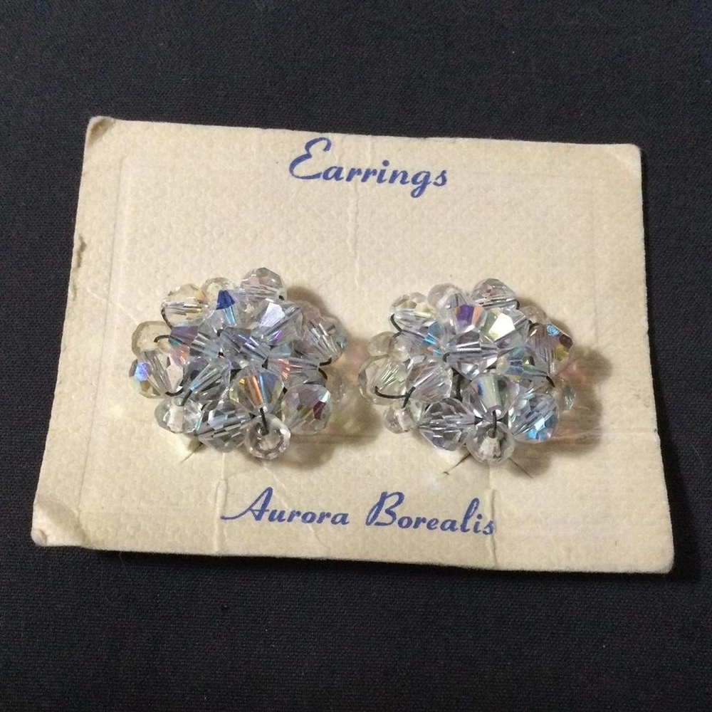 Vintage Crystal Cluster Clip Earrings